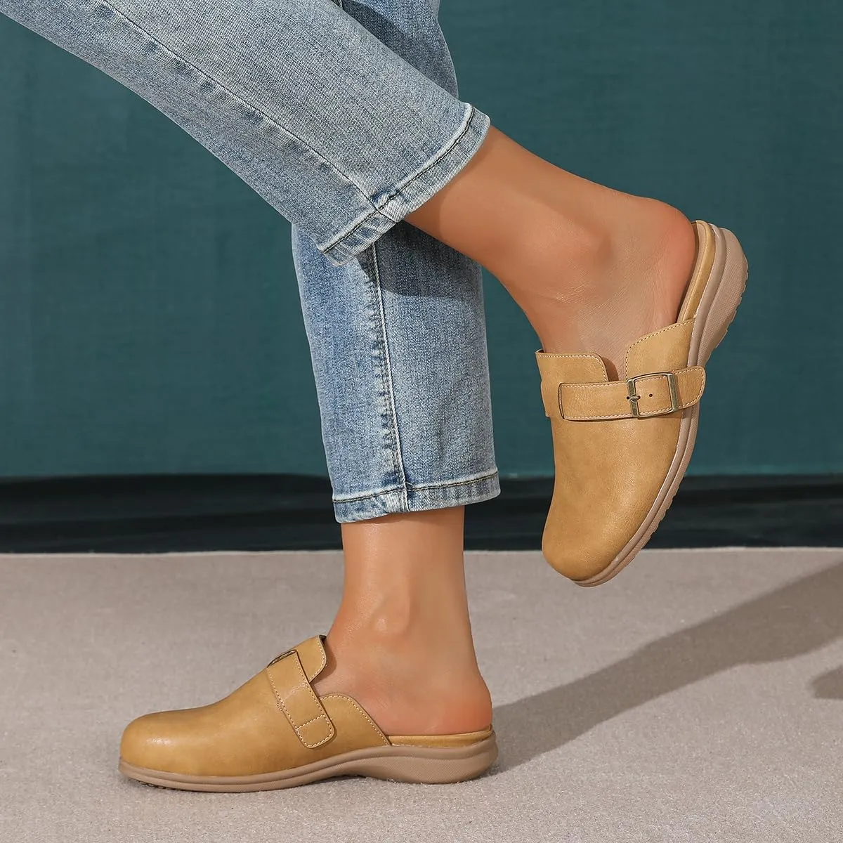 Amoji Women Clogs Slip On Sandals Lady Mule Shoes 711