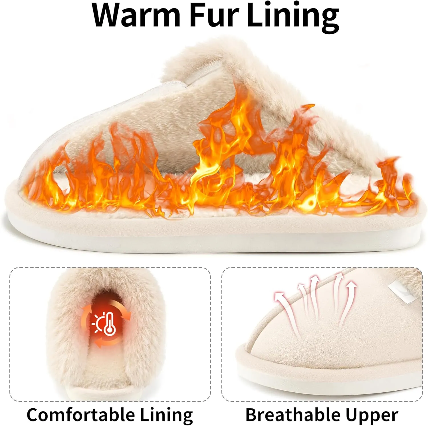 Aomigoct Slippers for Women House Shoes: Memory Foam Fuzzy Womens Slippers Indoor Outdoor Fluffy Bedroom Shoes Slip On