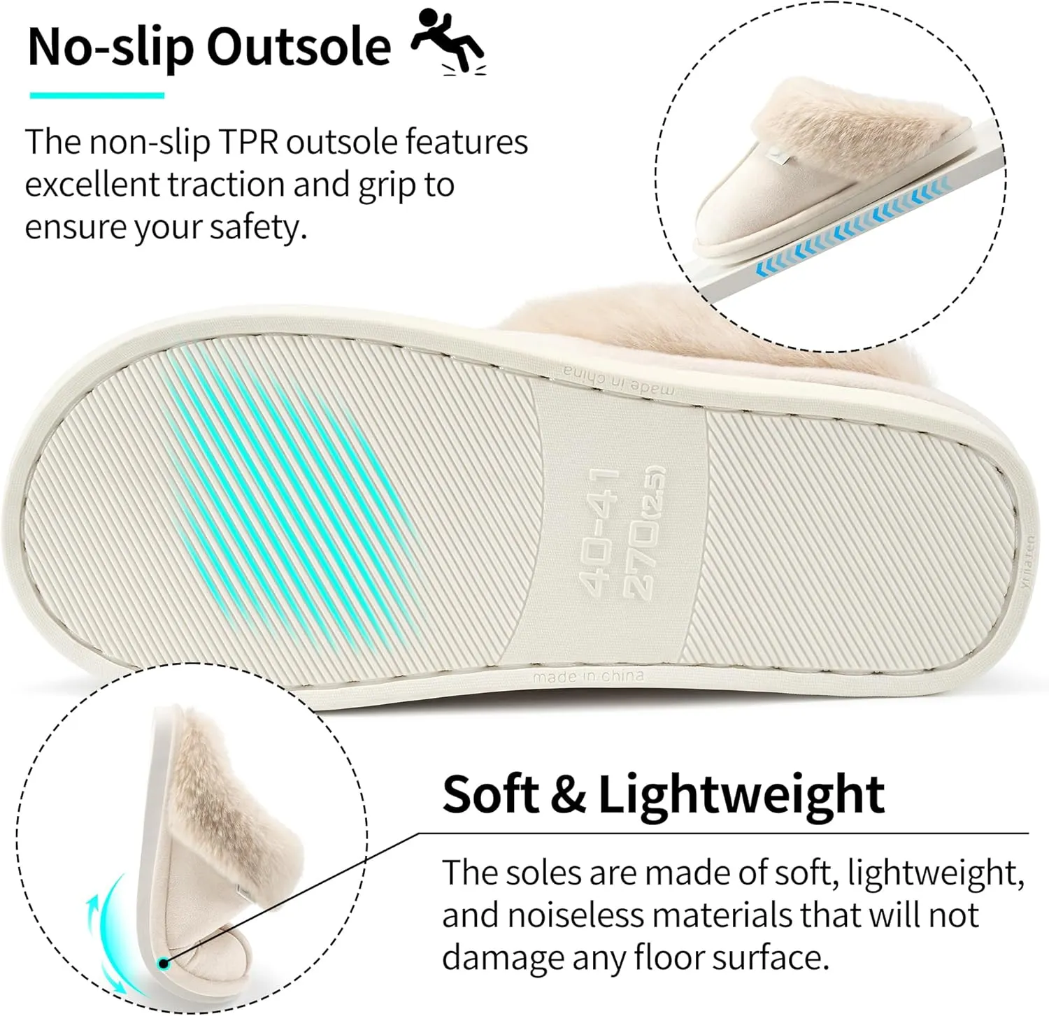 Aomigoct Slippers for Women House Shoes: Memory Foam Fuzzy Womens Slippers Indoor Outdoor Fluffy Bedroom Shoes Slip On
