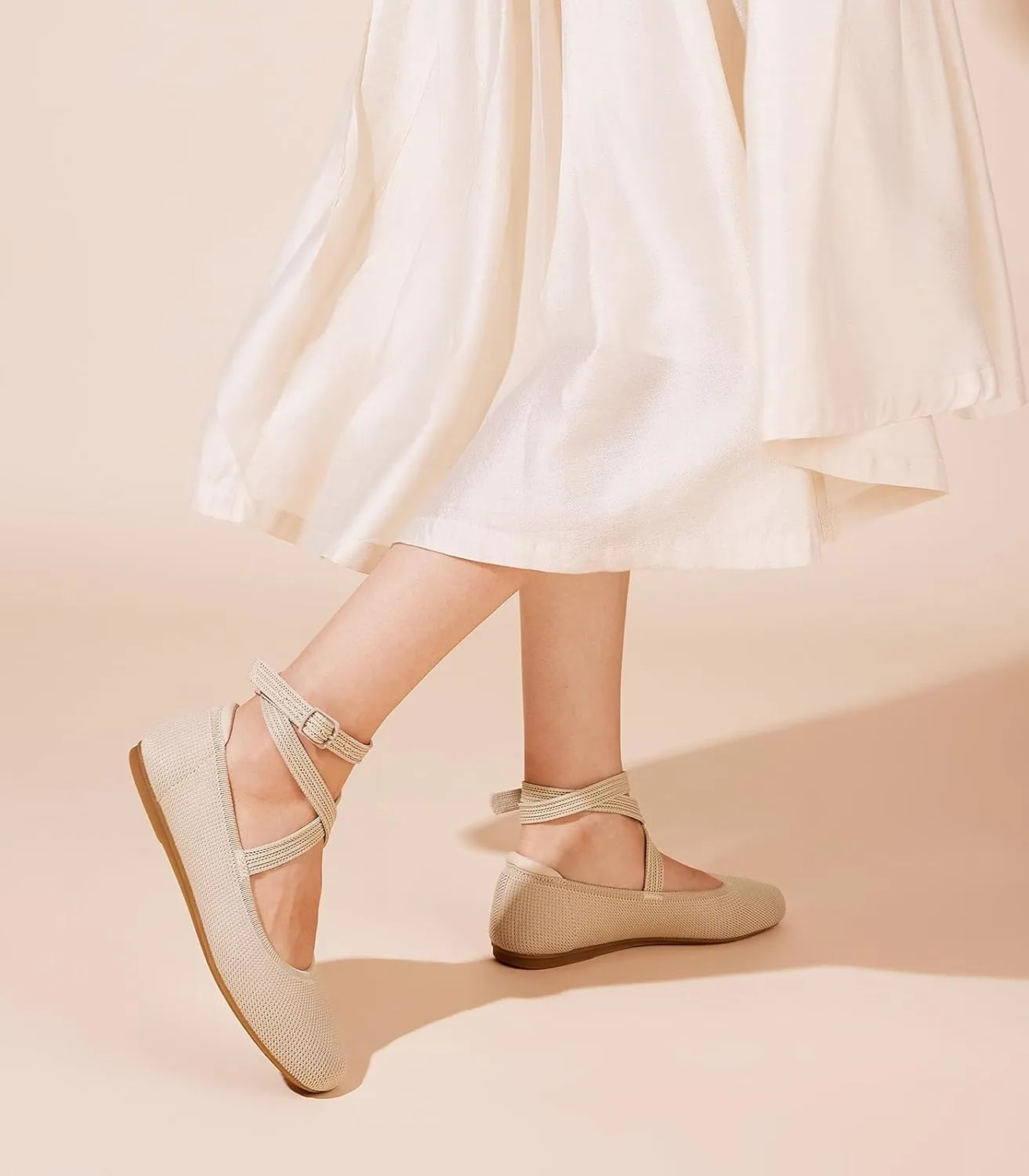 Arromic Flats for Women Round Toe Ballet Flats with Ankle Straps Ballerina Flat Shoes Women Dressy Comfortable for Work Wedding Office Casual