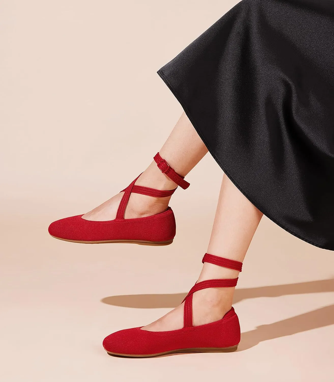 Arromic Flats for Women Round Toe Ballet Flats with Ankle Straps Ballerina Flat Shoes Women Dressy Comfortable for Work Wedding Office Casual