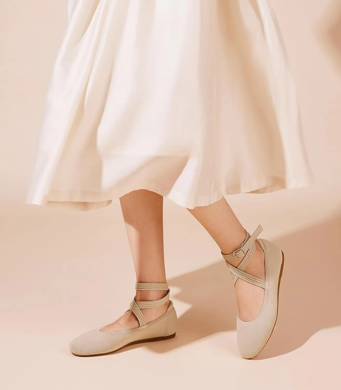 Arromic Flats for Women Round Toe Ballet Flats with Ankle Straps Ballerina Flat Shoes Women Dressy Comfortable for Work Wedding Office Casual