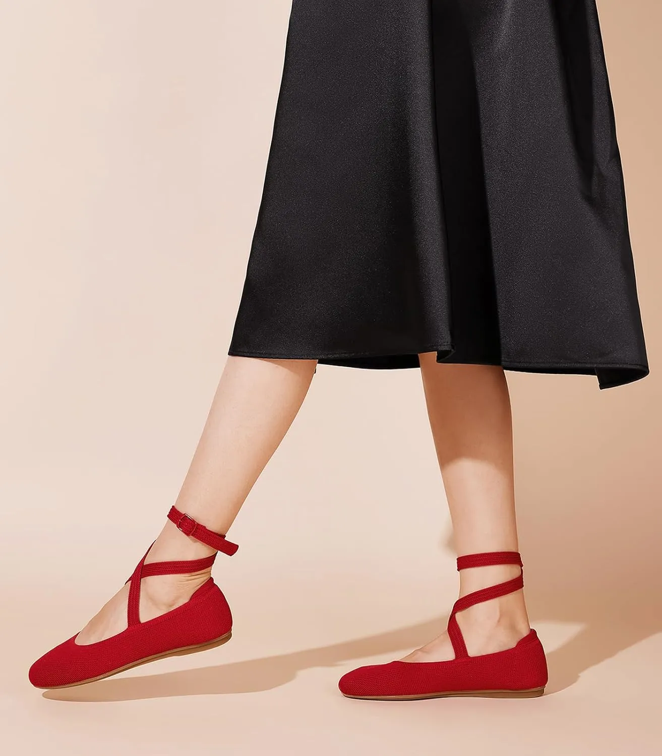 Arromic Flats for Women Round Toe Ballet Flats with Ankle Straps Ballerina Flat Shoes Women Dressy Comfortable for Work Wedding Office Casual