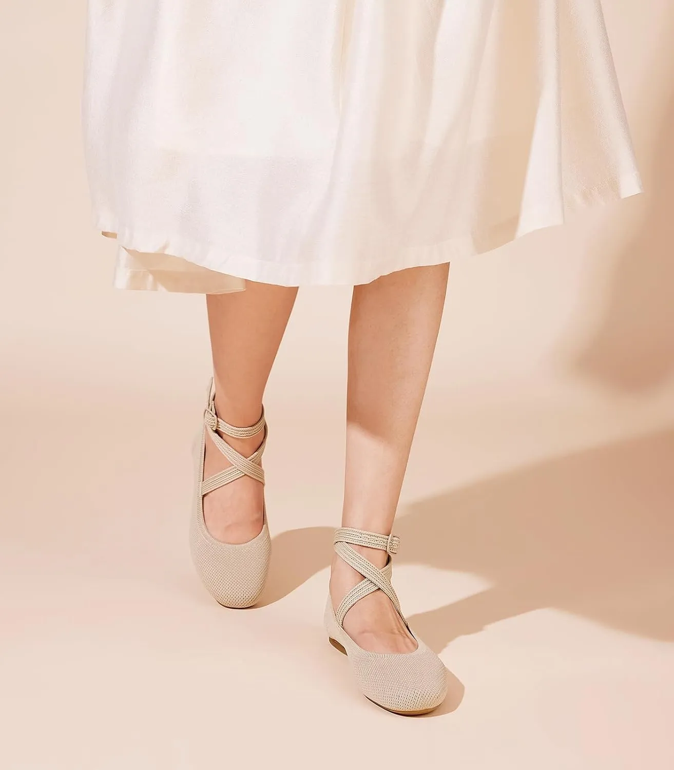 Arromic Flats for Women Round Toe Ballet Flats with Ankle Straps Ballerina Flat Shoes Women Dressy Comfortable for Work Wedding Office Casual