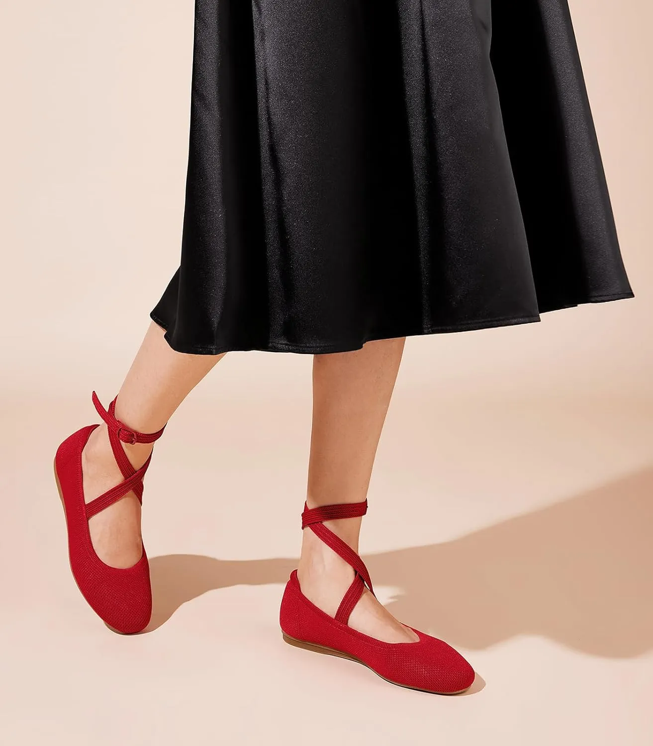 Arromic Flats for Women Round Toe Ballet Flats with Ankle Straps Ballerina Flat Shoes Women Dressy Comfortable for Work Wedding Office Casual
