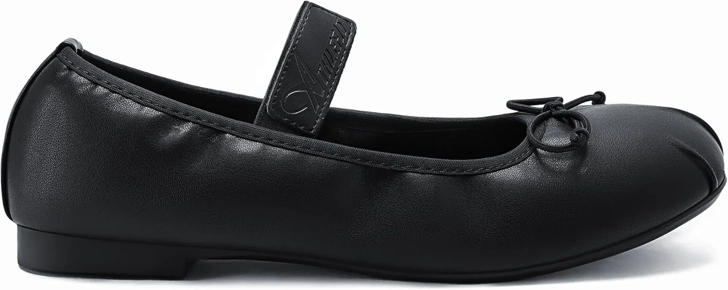 Athlefit Ballet Flats Shoes for Women Mary Jane Flats Bow Dressy Comfortable Round Toe Slip On Ballerina Flat Shoes
