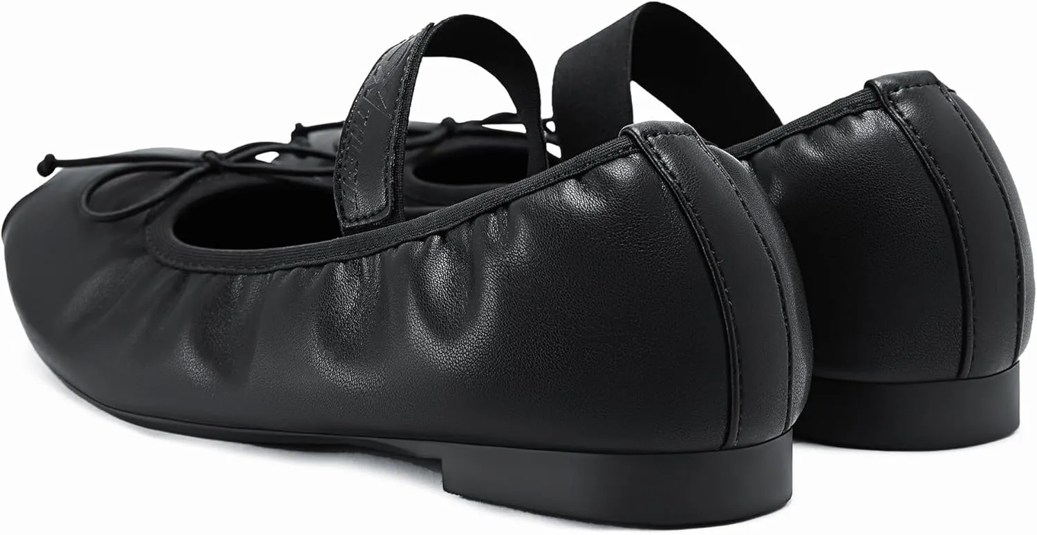 Athlefit Ballet Flats Shoes for Women Mary Jane Flats Bow Dressy Comfortable Round Toe Slip On Ballerina Flat Shoes