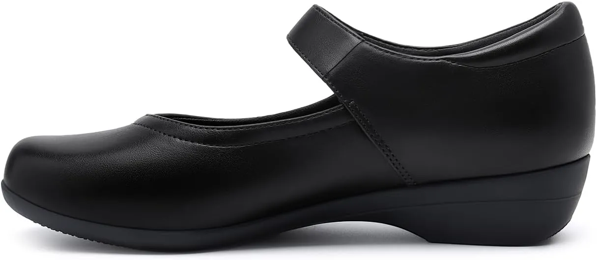 Athlefit Mary Jane Flats for Women Dressy Ballet Flats Shoes Comfortable Round Toe Buckle Work Flat Shoes