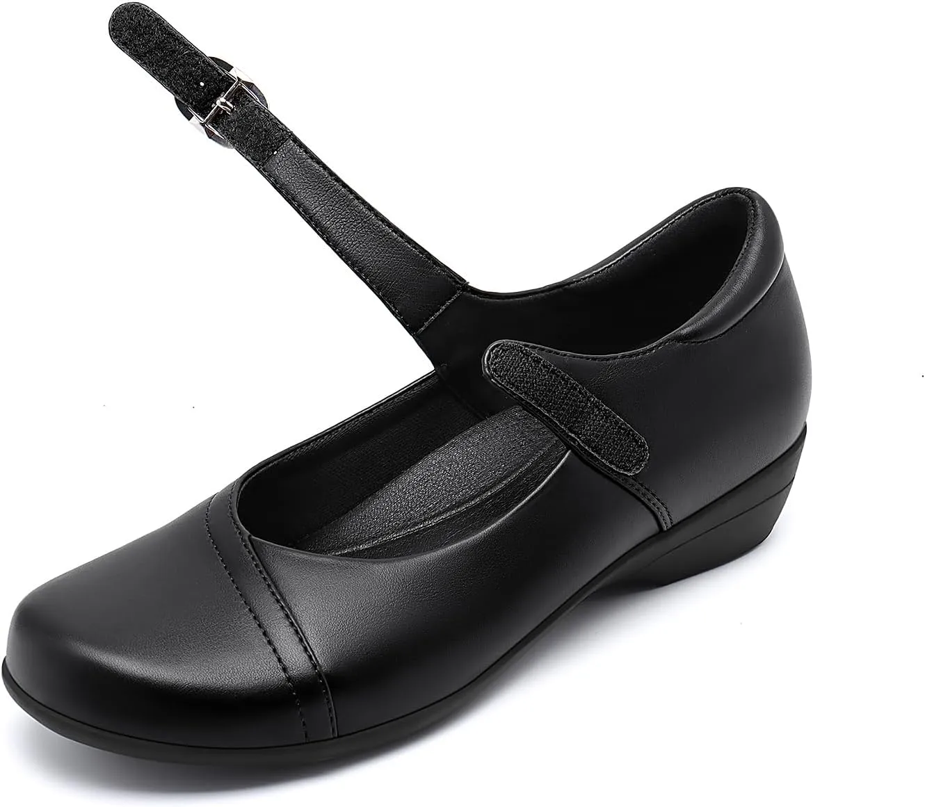 Athlefit Mary Jane Flats for Women Dressy Ballet Flats Shoes Comfortable Round Toe Buckle Work Flat Shoes