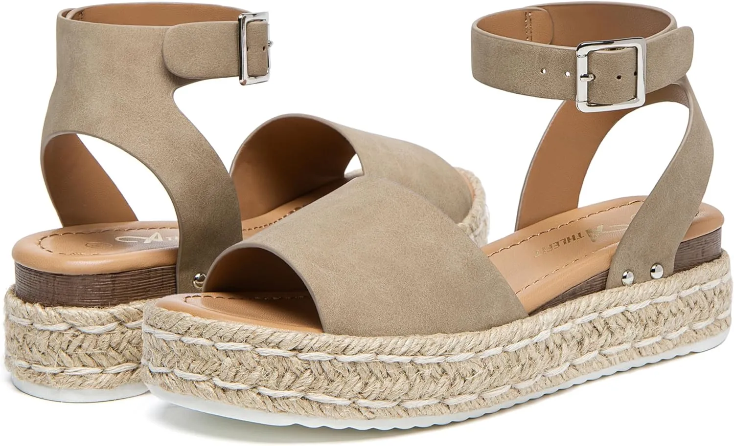 Athlefit Women's Platform Espadrille Wedge Sandals Comfortable Open Toe Buckle Sandals for Summer Casual