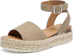 Athlefit Women's Platform Espadrille Wedge Sandals Comfortable Open Toe Buckle Sandals for Summer Casual