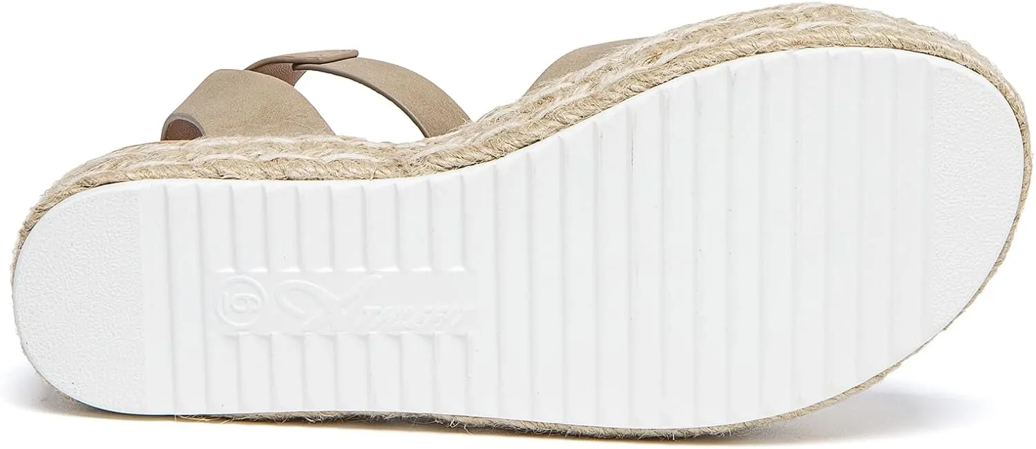 Athlefit Women's Platform Espadrille Wedge Sandals Comfortable Open Toe Buckle Sandals for Summer Casual