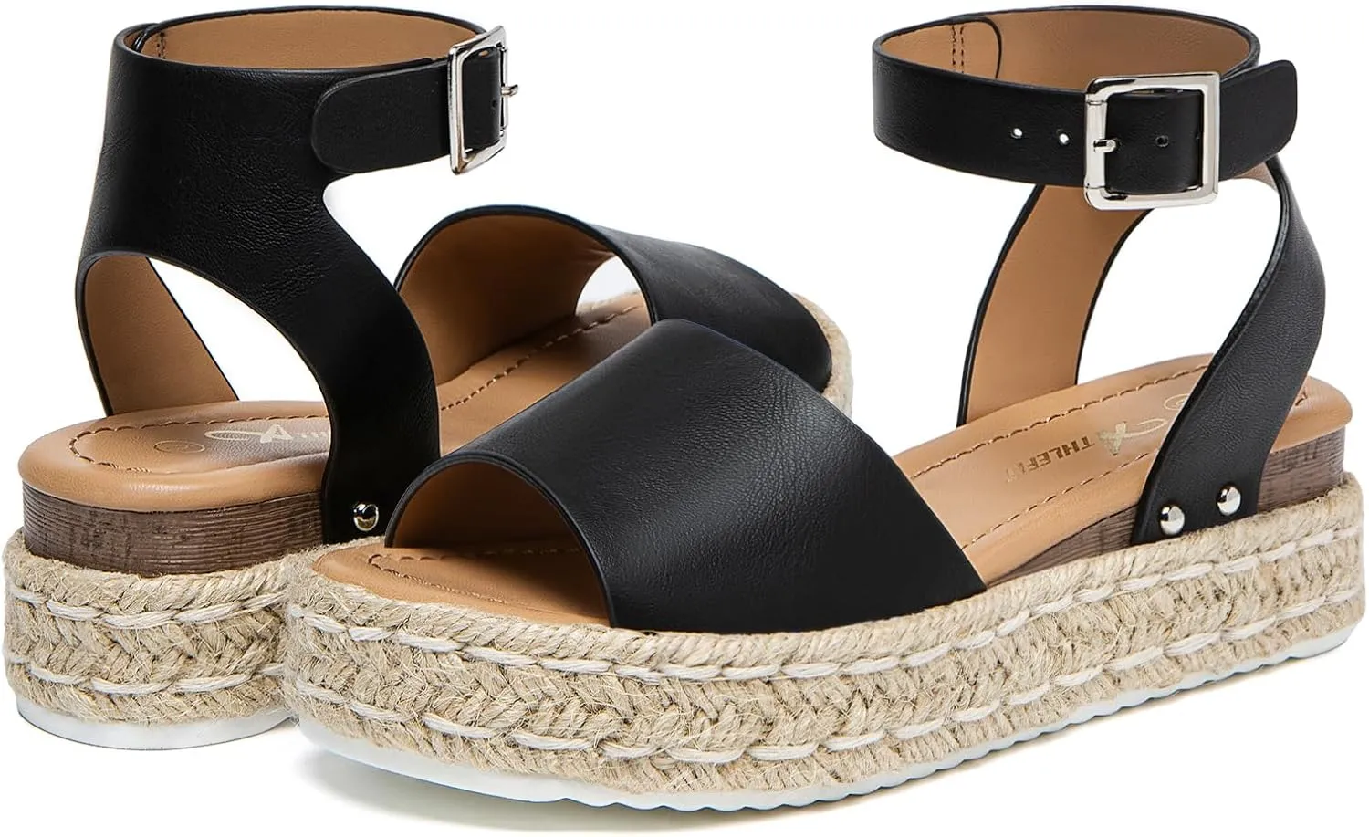Athlefit Women's Platform Espadrille Wedge Sandals Comfortable Open Toe Buckle Sandals for Summer Casual