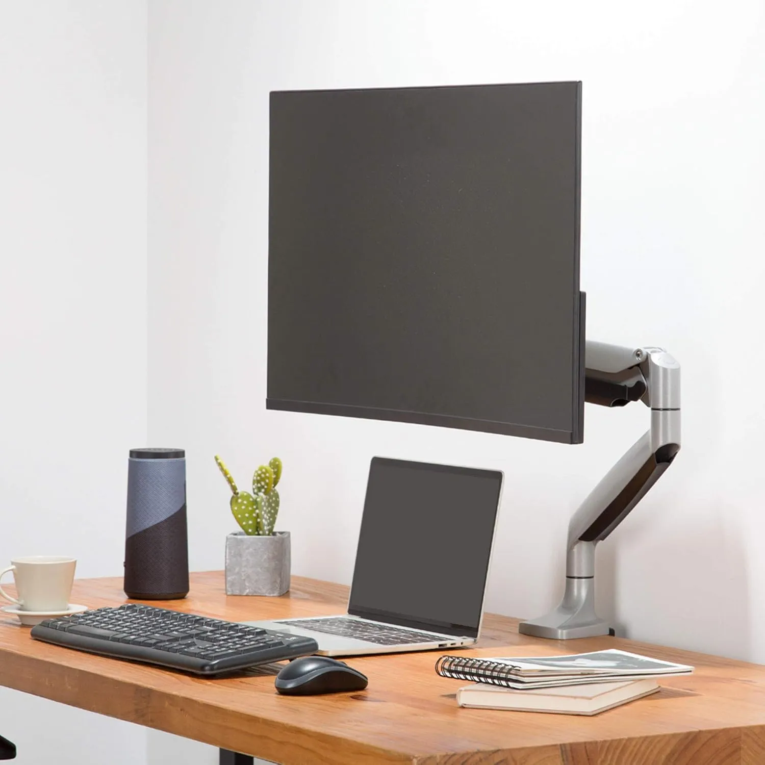 AVLT Single 17"-45" Monitor Arm Desk Mount Premium Mechanical Spring fits One Flat/Curved/Ultrawide Monitor Full Motion Height Swivel Tilt Rotation Adjustable, Gray