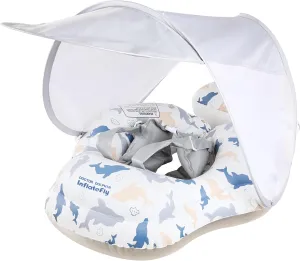 Baby Pool Float with Sun Canopy Inflatable Toddler Swimming Float with Anti-Backflip Tail Infant Pool Floaties for Ages of 6-30 Months