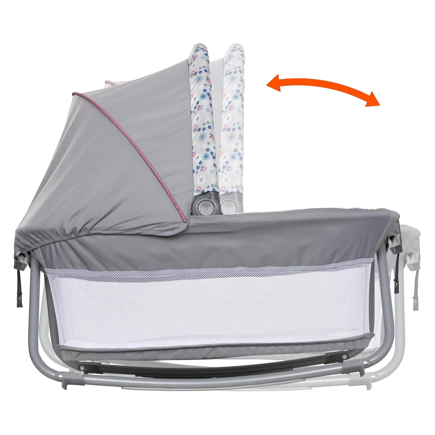 Baby Trend Nursery Den Playard with with Rocking Cradle, Snooze Pod, Flip Over Changer, Daisy Pink