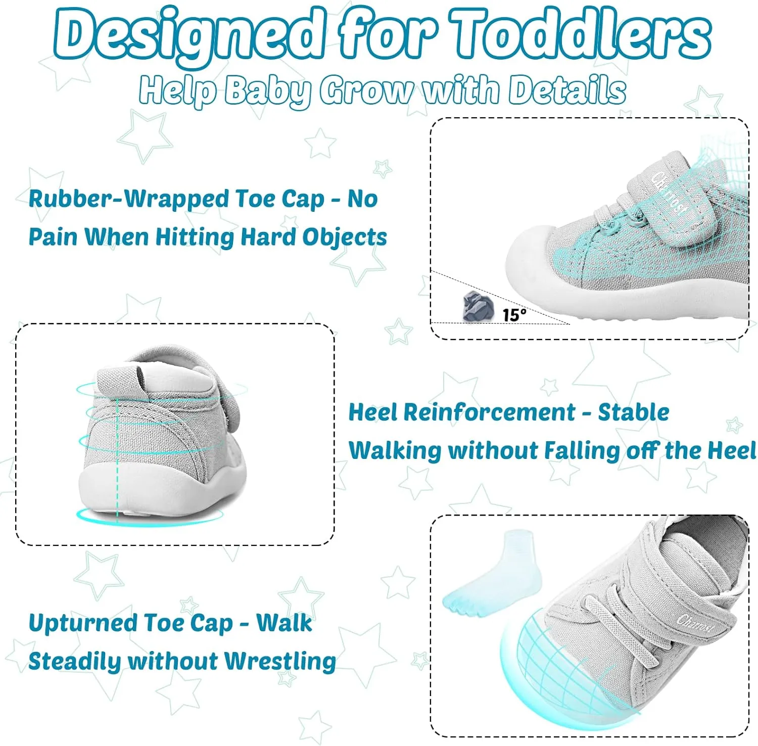 Baby Walking Shoes Toddler Girl Boy Soft Sole Breathable Cotton Canvas Shoes Infant Lightweight Non-Slip Safer Slip-on First Walkers Shoes Casual Tennis Wide Sneakers Rubber Soles Running Outdoor