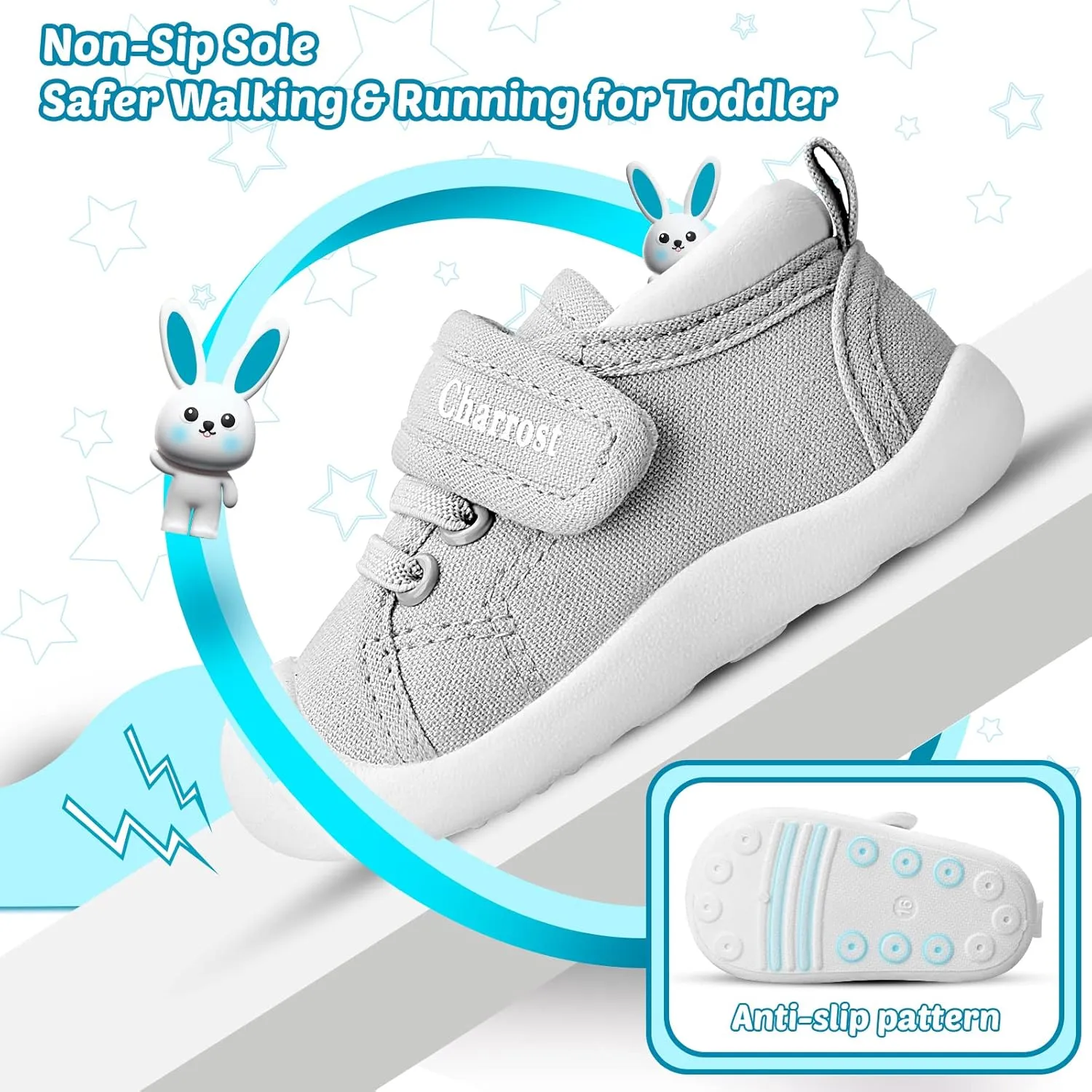 Baby Walking Shoes Toddler Girl Boy Soft Sole Breathable Cotton Canvas Shoes Infant Lightweight Non-Slip Safer Slip-on First Walkers Shoes Casual Tennis Wide Sneakers Rubber Soles Running Outdoor