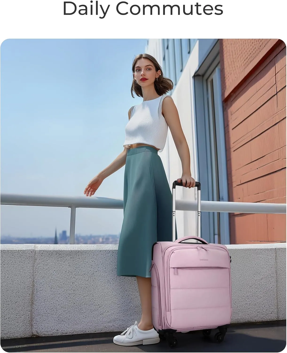 BAGSMART Underseat Carry on Luggage with Wheels, Soft Underseat Travel Luggage with PVC Wet/Dry Pockets, Lightweight Soft Personal Item Suitcase for Short Trip,Came