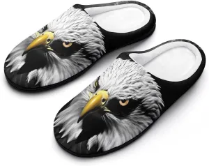 Bald Ea-gles Under Moonlight Women's Cotton House Slippers Soft Memory Foam Home Shoes Indoor Slip On Shoes
