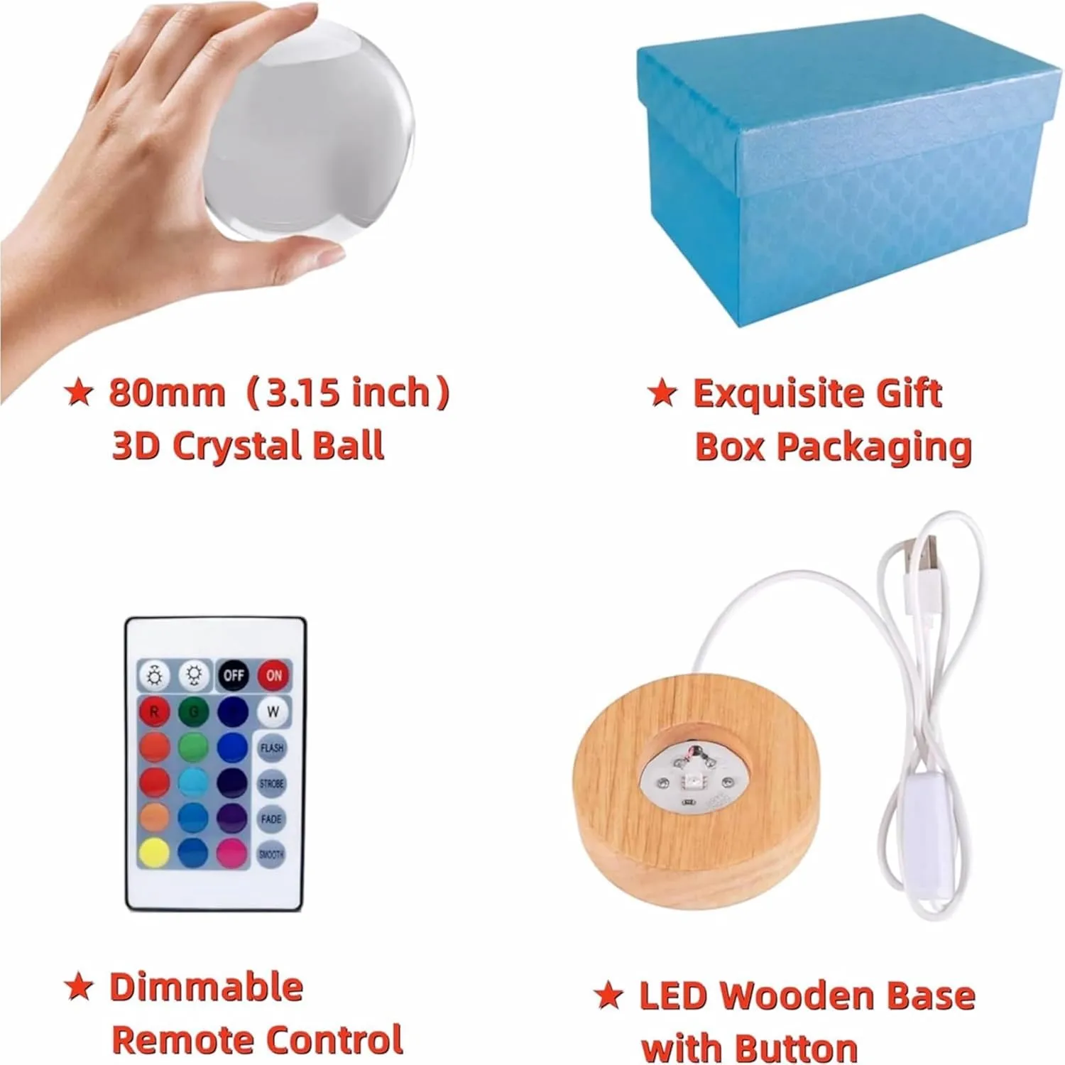 Ballet Girl Crystal Ball Lamp with LED Wooden Base, 16 Colors Change & Remote Control Dancer Crystal Ball Night Light, Upgraded 3.15 Inch Glass Light, Toy Gift for Kids Wife Dance Enthusiasts (ballet)