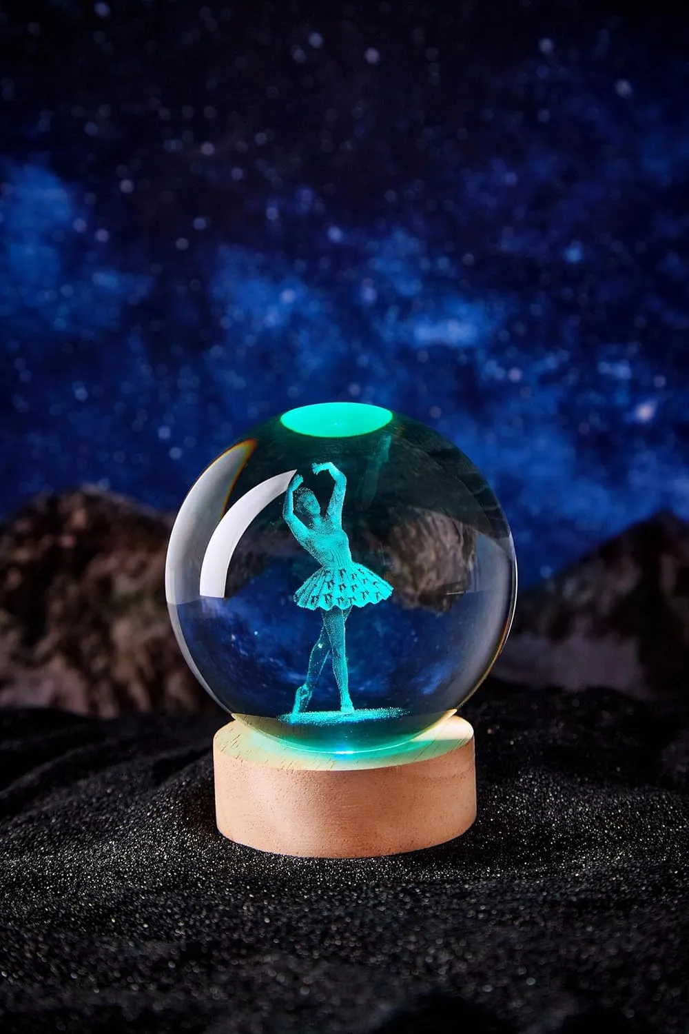 Ballet Girl Crystal Ball Lamp with LED Wooden Base, 16 Colors Change & Remote Control Dancer Crystal Ball Night Light, Upgraded 3.15 Inch Glass Light, Toy Gift for Kids Wife Dance Enthusiasts (ballet)