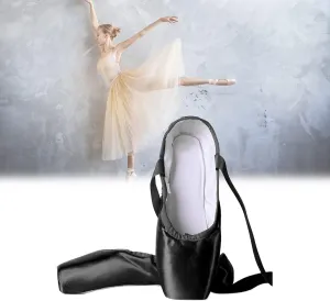 Ballet Pointe Shoes, Ballet Pointe Shoes Satin Professional Dance Shoes, Strong and Durable Toe Cap, Wear-Resistant Sole for Girls and Women-37-pink,SHhg894064769-Black-43 EU
