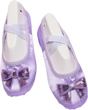 Ballet Shoes for Women Ballet Shoes for Girls Satin Soft Sole Dance Girls Kids Dance Slippers Female Solid Color Ballet Yoga Gym Dance Shoes(Lavender,24)