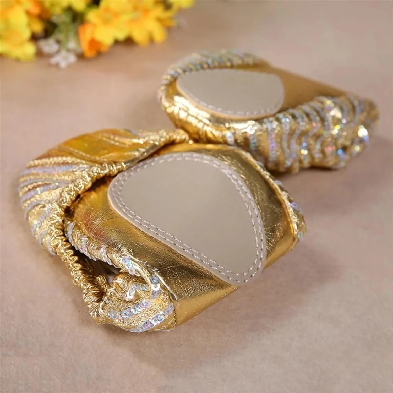 Ballet Shoes Women Belly Dance Shoes Slipper Flat Ballet Gymnastics Dancing Shoes Stage Belly Dance Sequins Shoes Shoe Dance(XL)