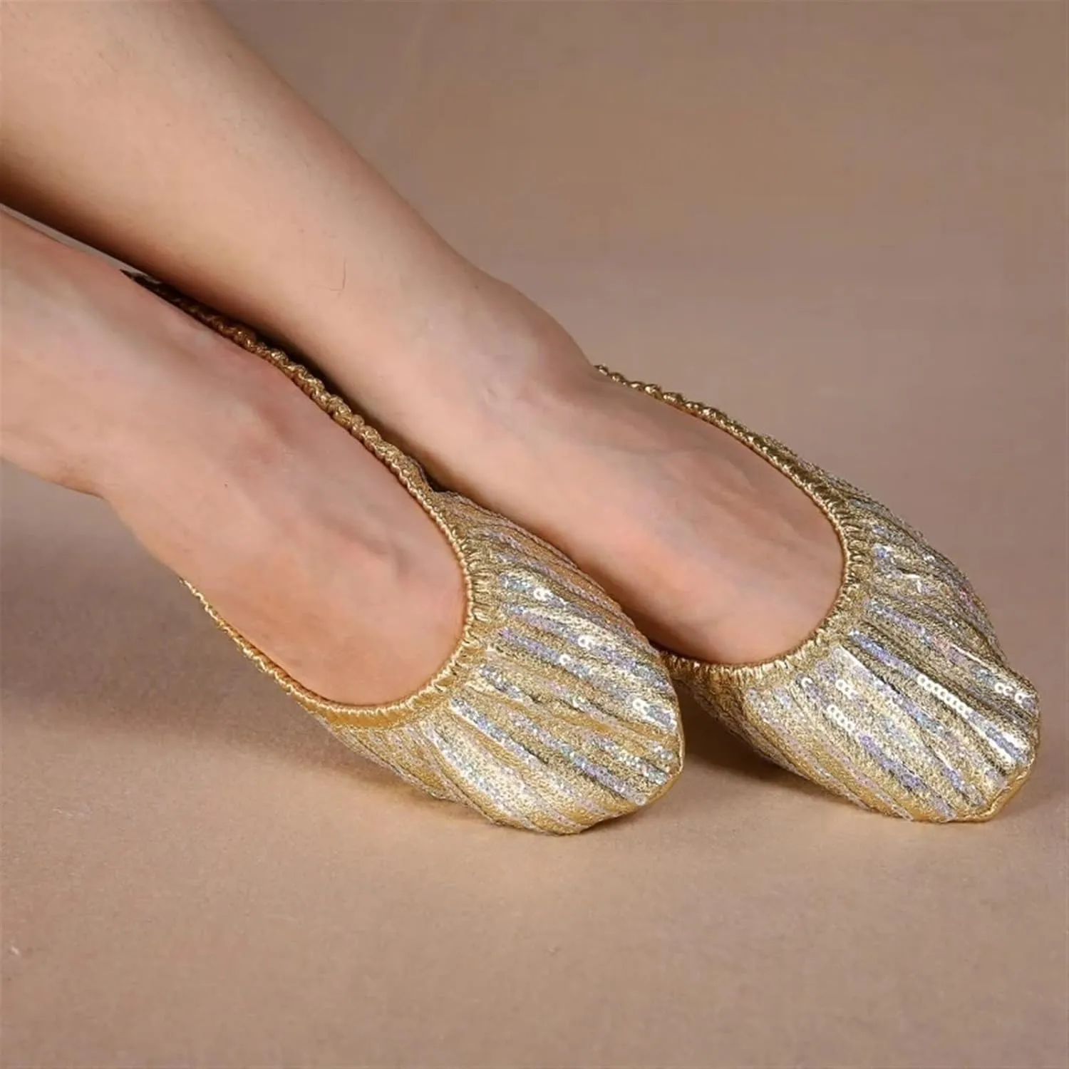 Ballet Shoes Women Belly Dance Shoes Slipper Flat Ballet Gymnastics Dancing Shoes Stage Belly Dance Sequins Shoes Shoe Dance(XL)