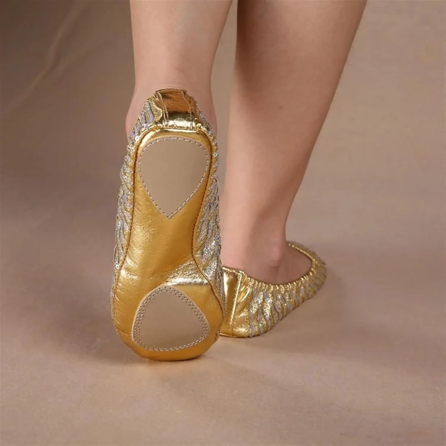 Ballet Shoes Women Belly Dance Shoes Slipper Flat Ballet Gymnastics Dancing Shoes Stage Belly Dance Sequins Shoes Shoe Dance(XL)