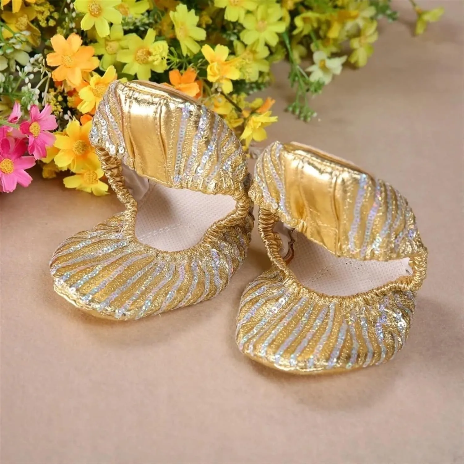 Ballet Shoes Women Belly Dance Shoes Slipper Flat Ballet Gymnastics Dancing Shoes Stage Belly Dance Sequins Shoes Shoe Dance(XL)