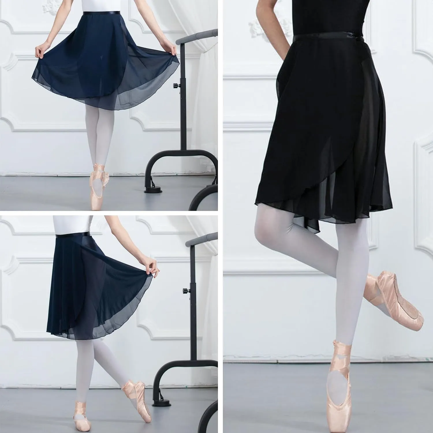Ballet Skirt for Women Long Wrap Skirt Sheer Dance Costumes with Adjustable Waist tie for Adult Ladies Big Girls