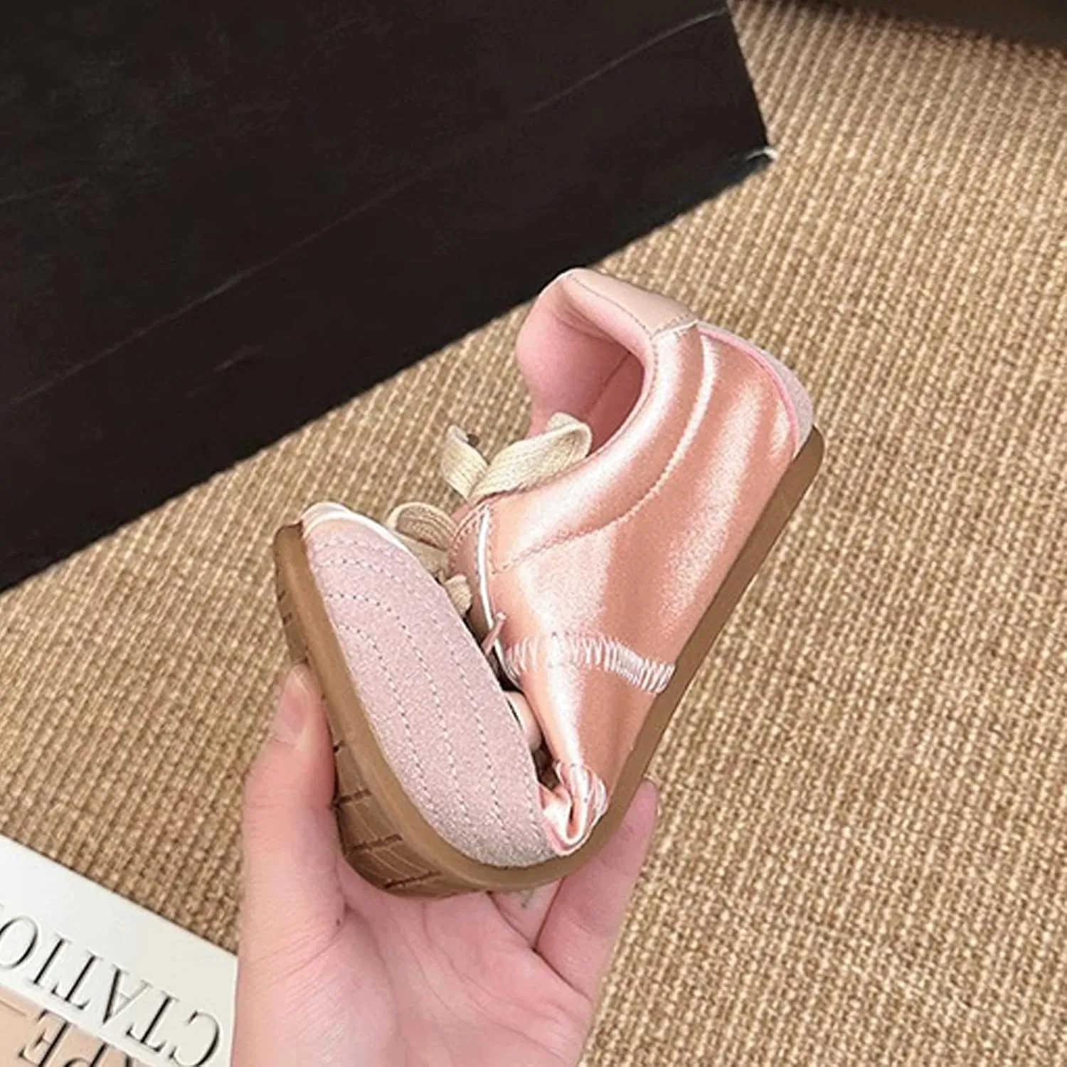 Ballet Sneakers for Woman Leather Satin Lace Up Soft Elegant Ballerina Flats Fancy Trendy Ballet Shoes with Cute Bowknot 2025 Spring Summer Casual Daily Outwear