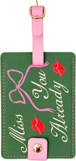 ban.do Getaway Suitcase Tag for Travel, Durable Vegan Leather Luggage Identifier, Miss You Already