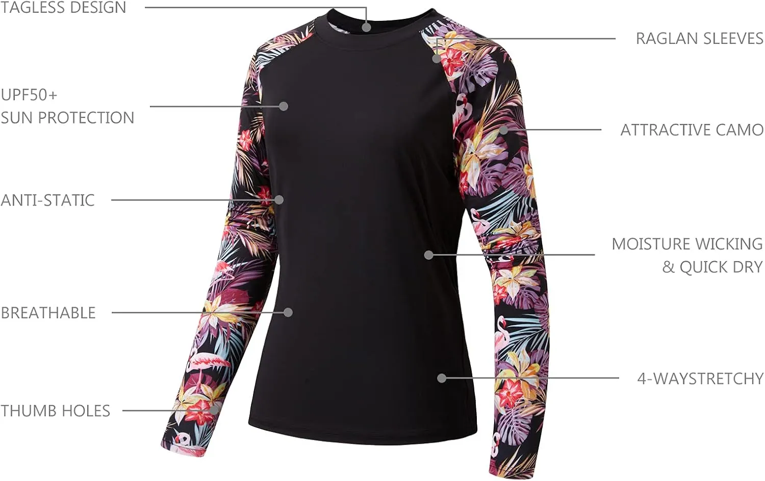 BASSDASH Women’s UPF 50  UV Sun Protection T-Shirt Long Sleeve Fishing Hiking Performance Shirts