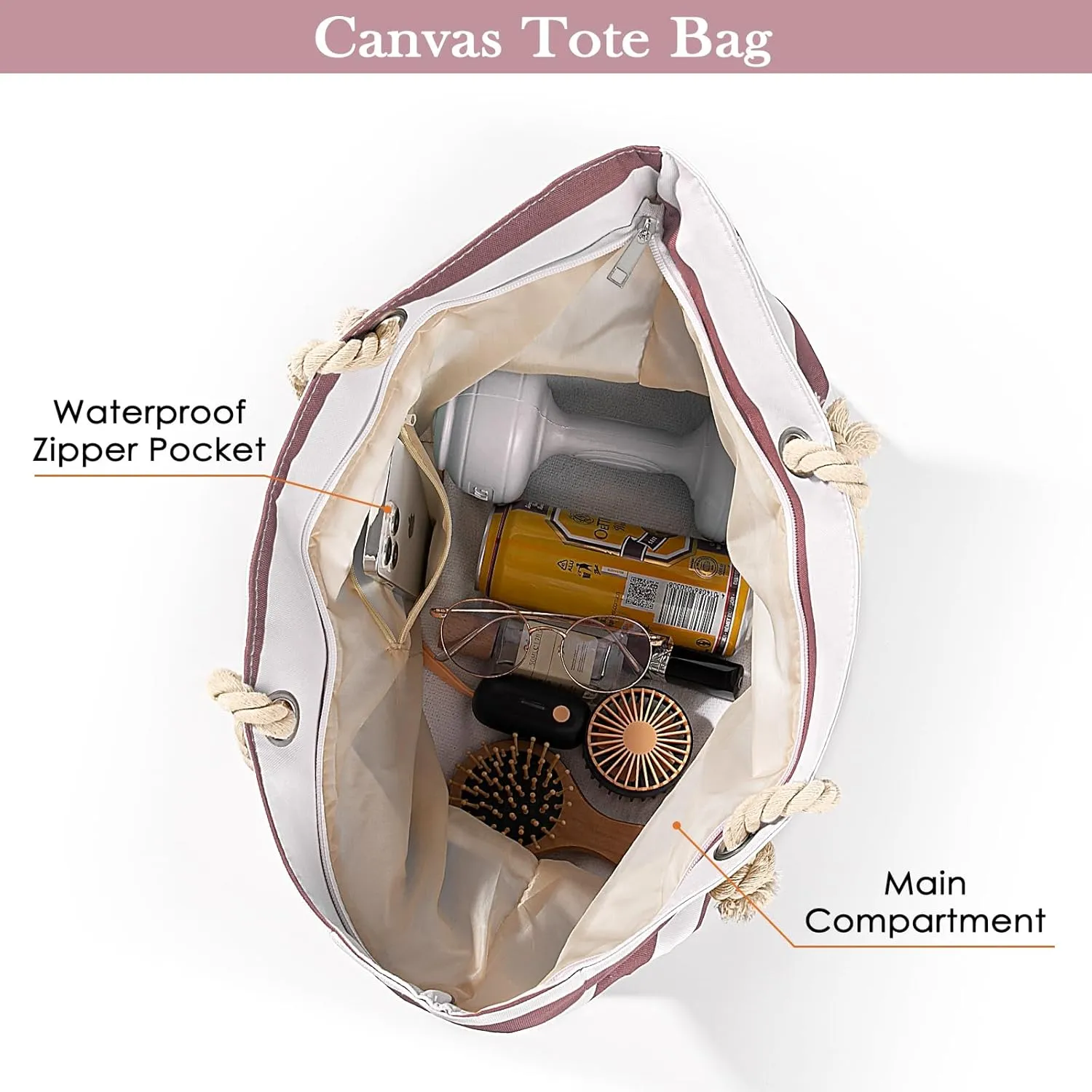 Beach Bags For Women - Large Beach Bags with Zipper Waterproof Sandproof Swim Pool Beach Bag