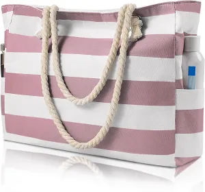 Beach Bags For Women - Large Beach Bags with Zipper Waterproof Sandproof Swim Pool Beach Bag