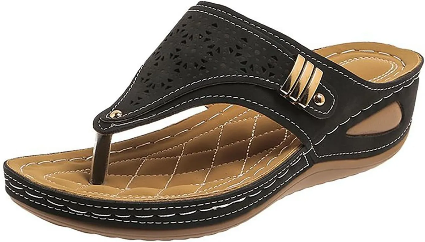 Beach Sandals for Woman Walking Women Summer Comfortable Arch Support Wedge Sandals 2025 Orthopedic Flip Flops Slides