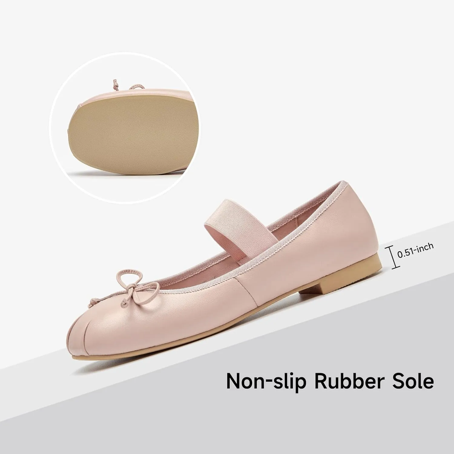 BEAU TODAY Ballet Flats for Women, Womens Mary Janes, Leather Ballerina Flats for Women, Comfortable Round Toe Bow Flat Mary Janes, Casual Dressy Shoes