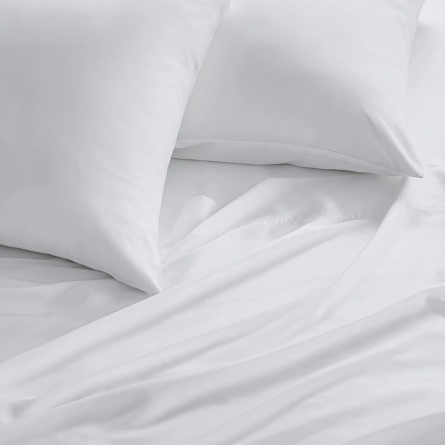 Bedsure King Size Sheet Set, Cooling Sheets King, Rayon Derived from Bamboo, Deep Pocket Up to 16", Breathable & Soft Bed Sheets, Hotel Luxury Silky Bedding Sheets & Pillowcases, White