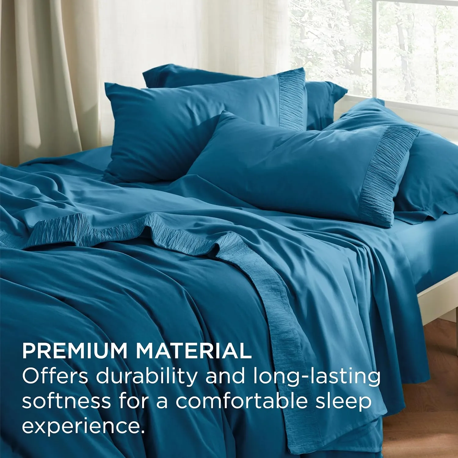 Bedsure Queen Sheet Set - 4 Pieces Soft Queen Size Sheets - Breathable & Cooling - Hotel Luxury - Easy Care Polyester Microfiber Bedding for Women, Men, Teal Blue
