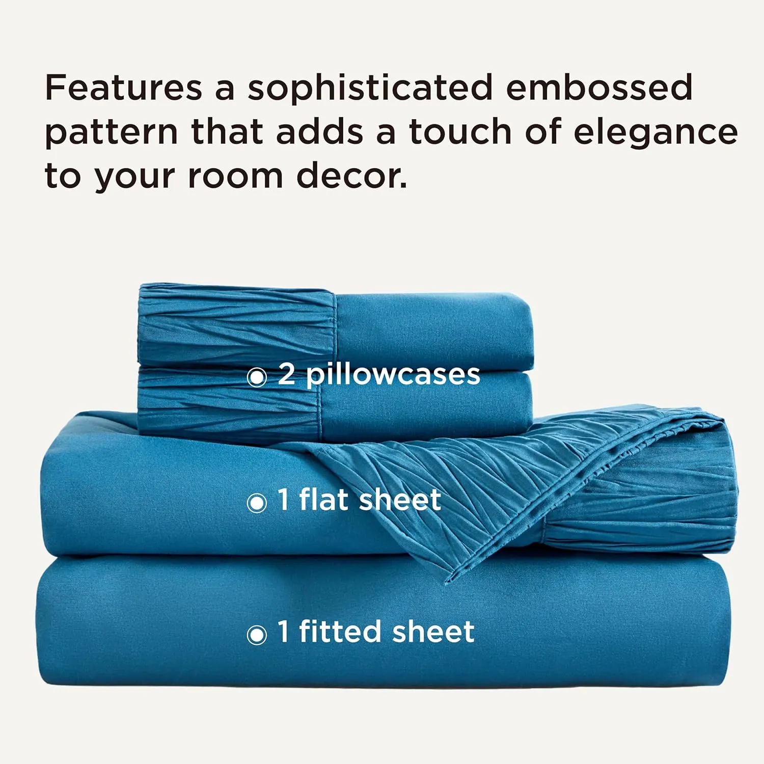 Bedsure Queen Sheet Set - 4 Pieces Soft Queen Size Sheets - Breathable & Cooling - Hotel Luxury - Easy Care Polyester Microfiber Bedding for Women, Men, Teal Blue