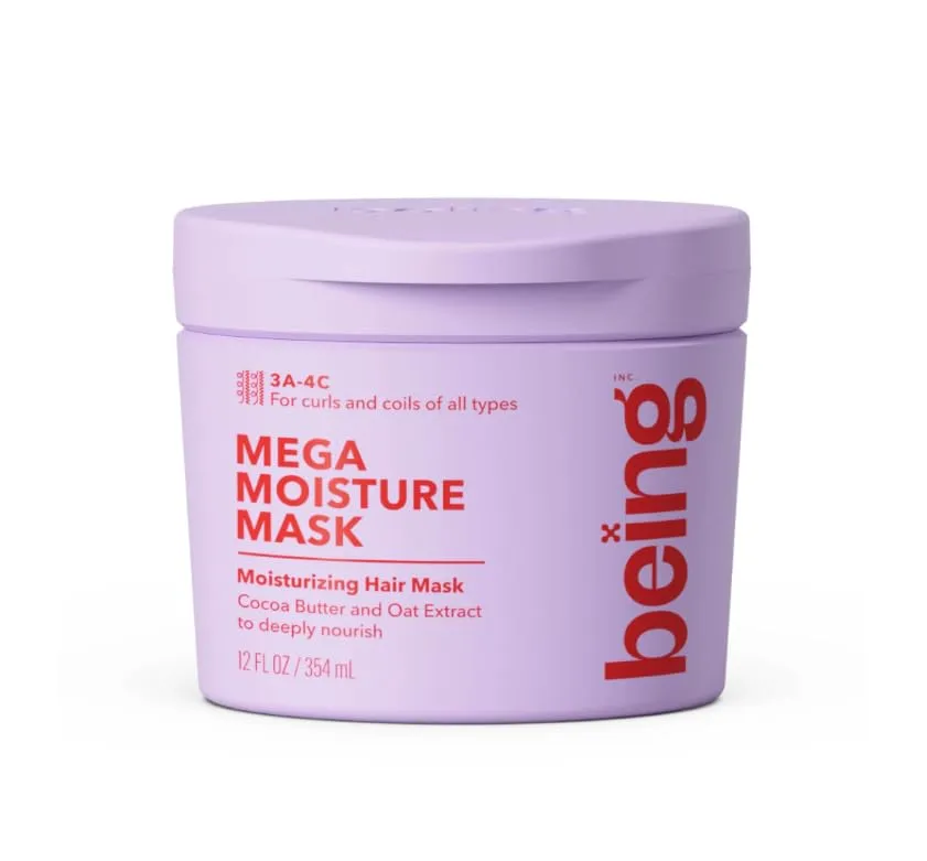 Being Mega Moisture Mask, 12 FL OZ, Curly Hair Treatment with Cocoa Butter and Oat Extract, Sulfate-Free, Paraben-Free