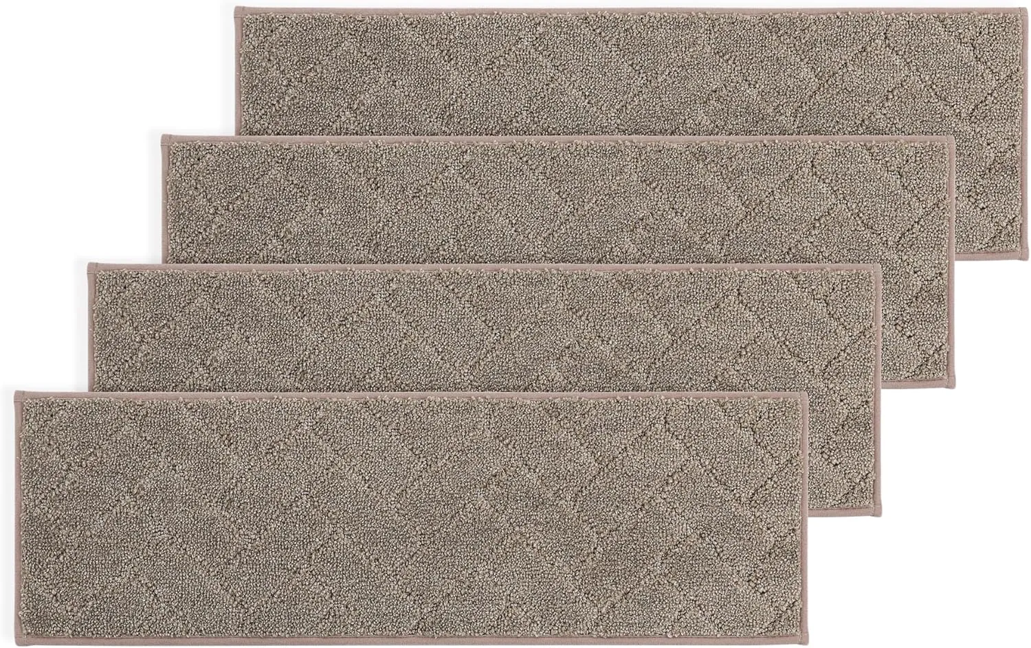 BEQHAUSE Stair Treads Non Slip Stair Runners Step Carpet Mat for Wooden Steps Indoor Machine Washable 28inX9in Edging Polyester Soft Stair Rugs for Kids Elders Pets with TPE Backing(Beige,4pcs)