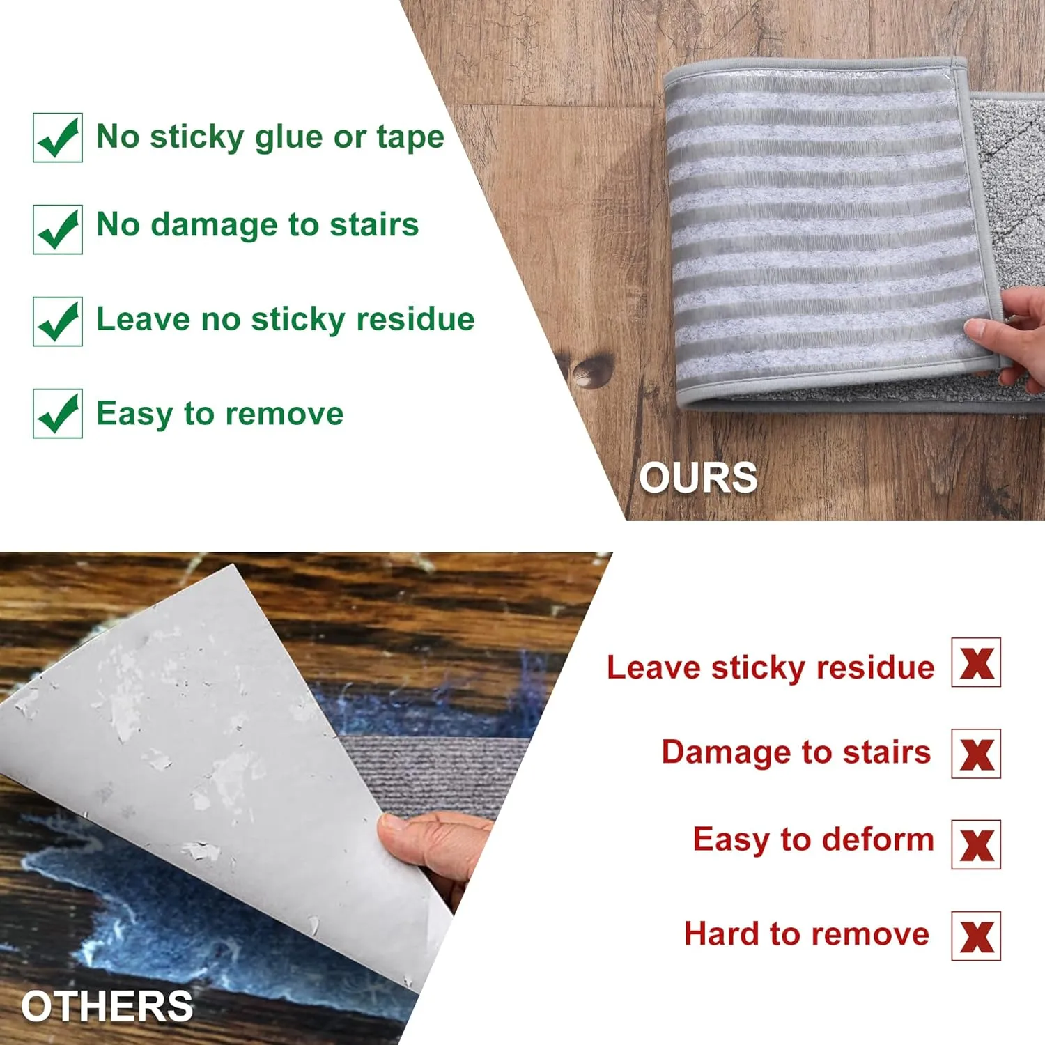 BEQHAUSE Stair Treads Non Slip Stair Runners Step Carpet Mat for Wooden Steps Indoor Machine Washable 28inX9in Edging Polyester Soft Stair Rugs for Kids Elders Pets with TPE Backing(Grey,4pcs)