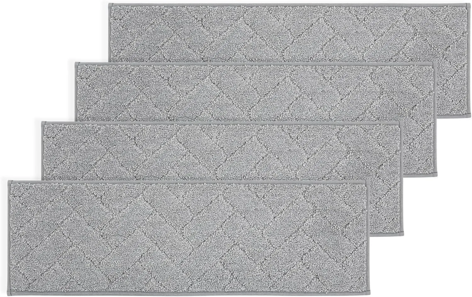 BEQHAUSE Stair Treads Non Slip Stair Runners Step Carpet Mat for Wooden Steps Indoor Machine Washable 28inX9in Edging Polyester Soft Stair Rugs for Kids Elders Pets with TPE Backing(Grey,4pcs)