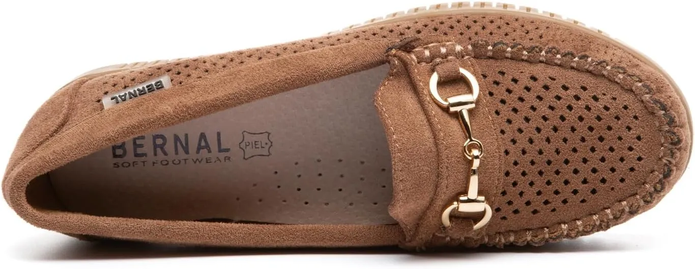 Bernal Loafers for Women Slip On Penny Loafers Hollow Out Breathable Slip On Flat Shoes Work Walking Shoes with Buckle