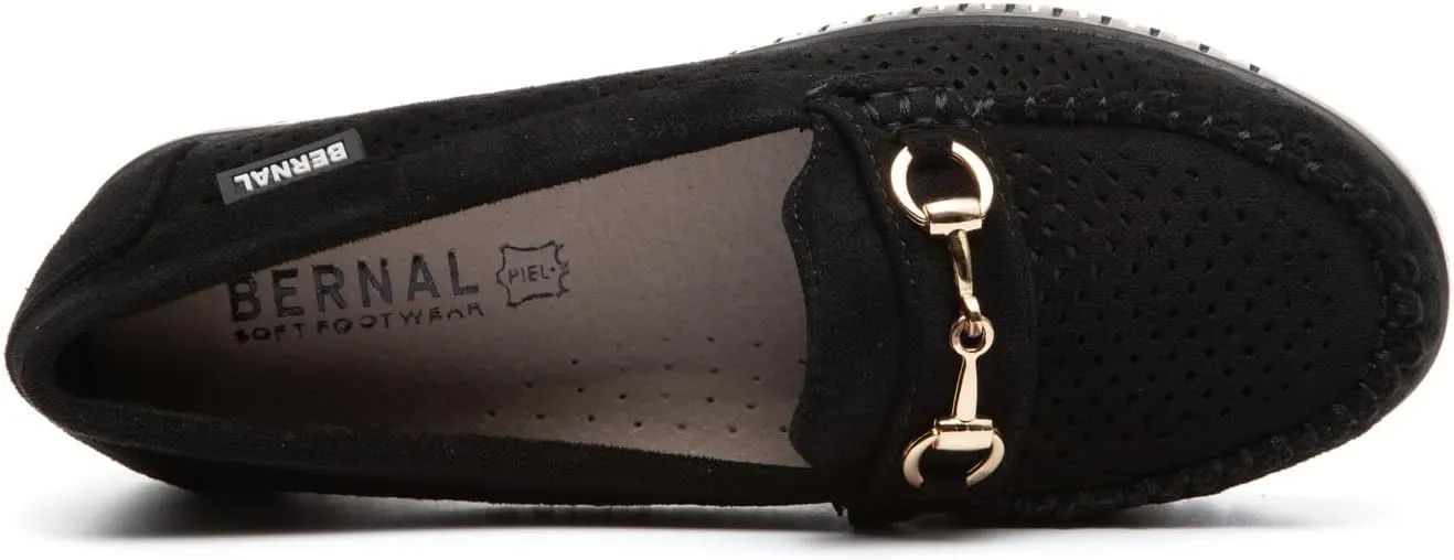 Bernal Loafers for Women Slip On Penny Loafers Hollow Out Breathable Slip On Flat Shoes Work Walking Shoes with Buckle