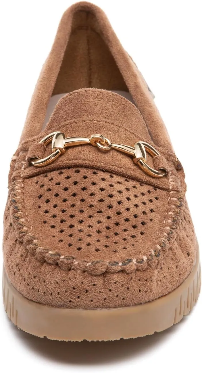 Bernal Loafers for Women Slip On Penny Loafers Hollow Out Breathable Slip On Flat Shoes Work Walking Shoes with Buckle